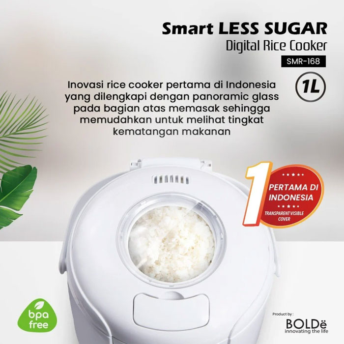 Bolde Rice Cooker Less Sugar Smart Digital 1 L - Permafrost